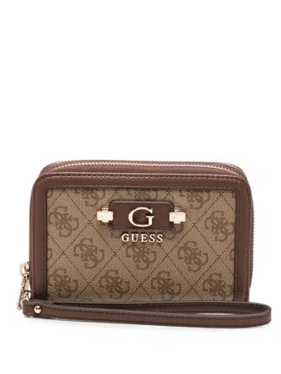 Guess Usa Logo-monogram Zip-around Wallet In White