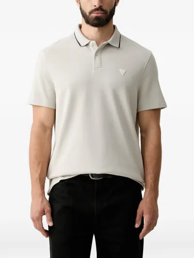 Guess Usa Logo-patch Buttoned Polo Shirt In Multi