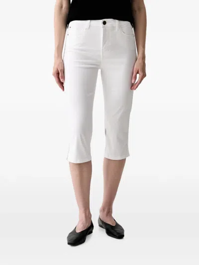 Guess Usa Logo-patch Cropped Jeans In White