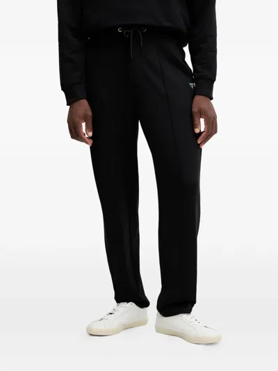 Guess Usa Logo-patch Drawstring Track Pants In Black