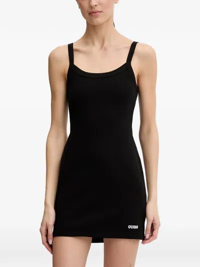 Guess Usa Logo-patch Mini Dress In Black