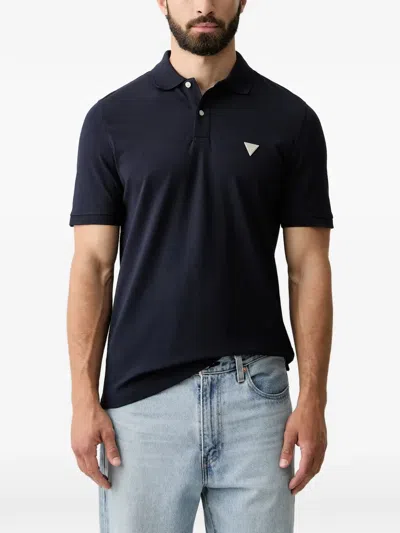 Guess Usa Logo-patch Polo Shirt In Blue