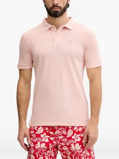 Guess Usa Logo-patch Polo Shirt In Pink