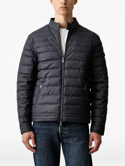 Guess Usa Logo-patch Quilted Jacket In Blue