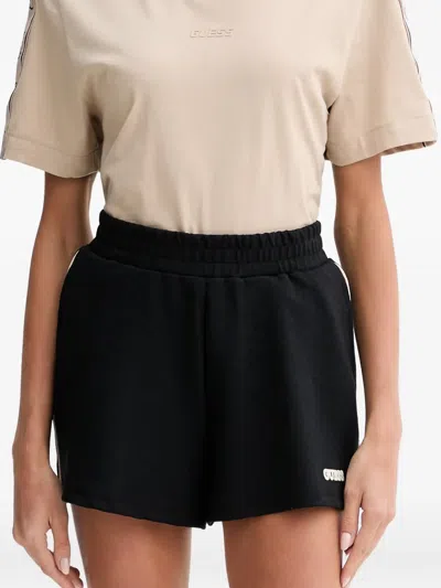 Guess Usa Logo-patch Side-stripe Shorts In Black