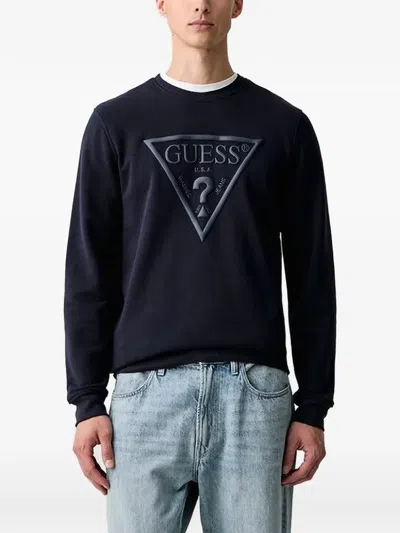 Guess Usa Logo-patch Sweatshirt In Blue