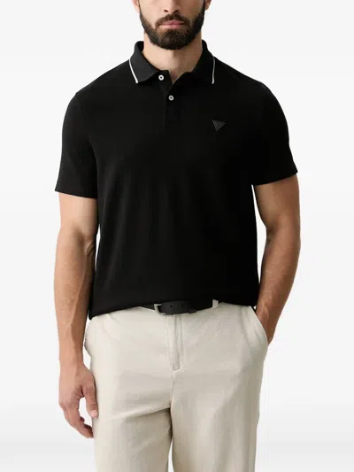 Guess Usa Logo-patch Tipped-collar Polo Shirt In Multi