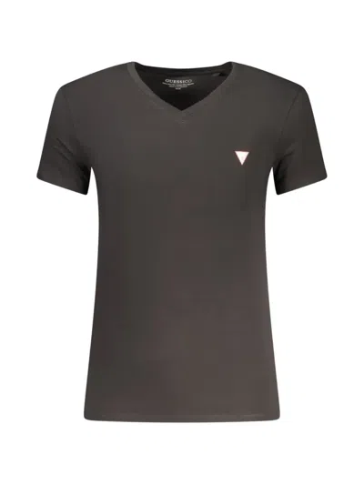 Guess Usa Logo-patch V-neck T-shirt In Gray