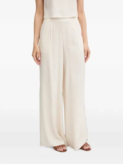 Guess Usa Logo-patch Wide-leg Trousers In Neutral
