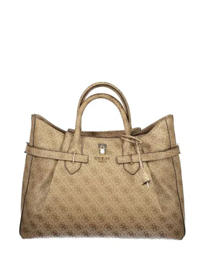 Guess Usa Logo-pattern Tote Bag In Brown