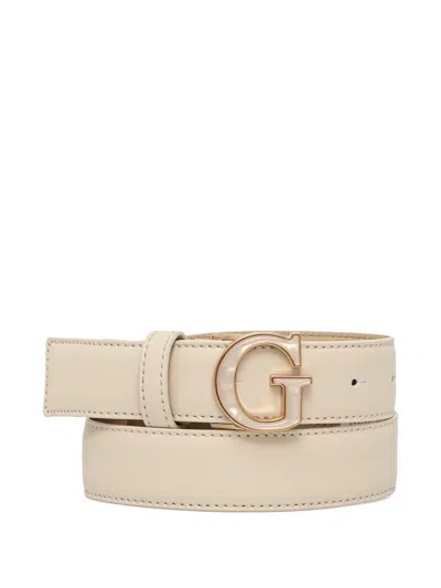 Guess Usa Logo-plaque Belt In Gold