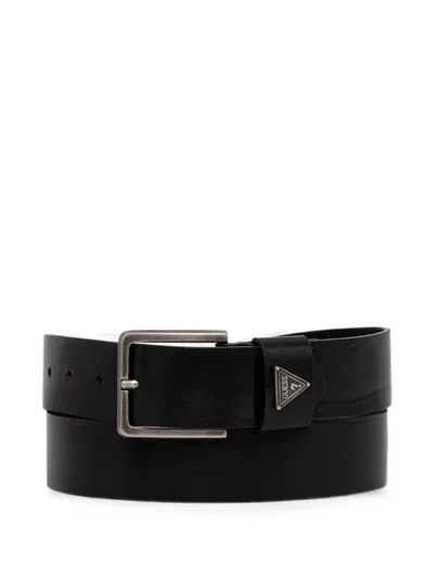 Guess Usa Logo-plaque Buckle-fastening Belt In Black