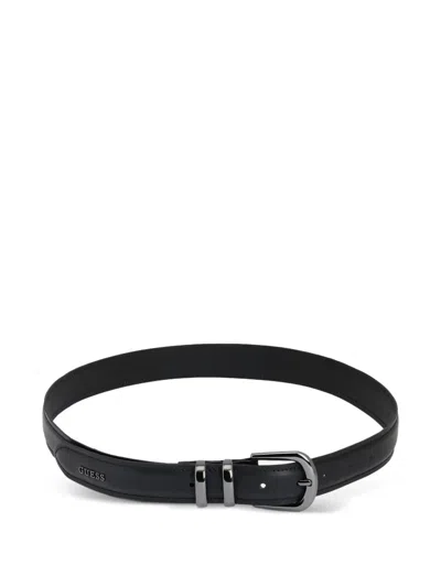 Guess Usa Logo-plaque Buckle-fastening Belt In Black