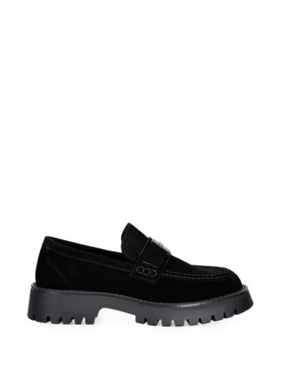 Guess Usa Logo-plaque Chunky-sole Loafers In Black