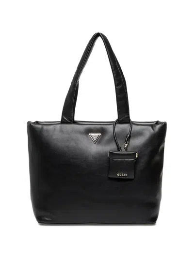 Guess Usa Logo-plaque Padded Tote Bag In Black
