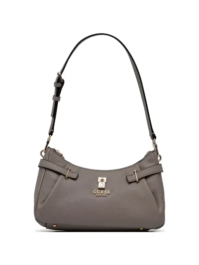 Guess Usa Logo-plaque Pebbled Tote Bag In Red