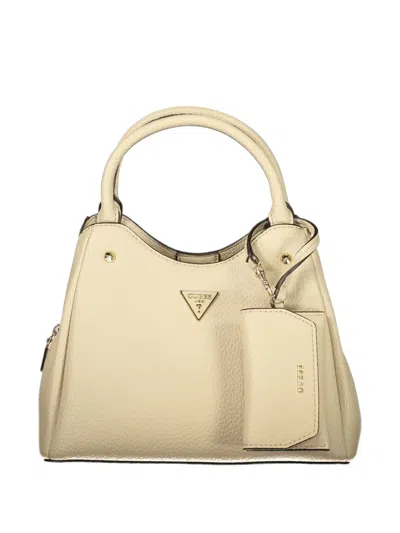 Guess Usa Logo-plaque Pebbled Tote Bag In Nude