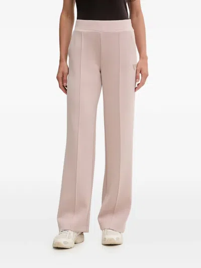 Guess Usa Logo-plaque Pintuck-detail Track Pants In Pink