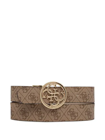 Guess Usa Logo-plaque Reversible Belt In Brown