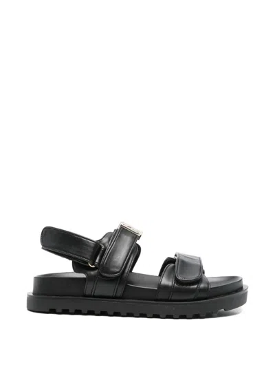 Guess Usa Logo-plaque Sandals In Black