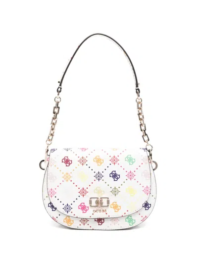 Guess Usa Logo-plaque Shoulder Bag In White