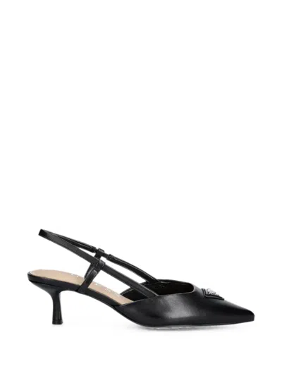 Guess Usa Logo-plaque Slingback Pumps In Black