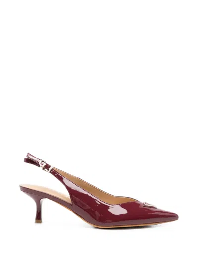 Guess Usa Logo-plaque Slingback Pumps In Red