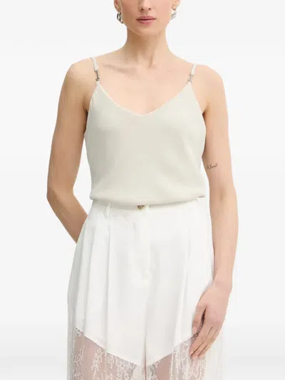 Guess Usa Logo-plaque Spaghetti-strap Tank Top In White