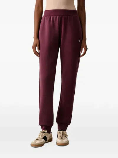 Guess Usa Logo-plaque Track Pants In Burgundy