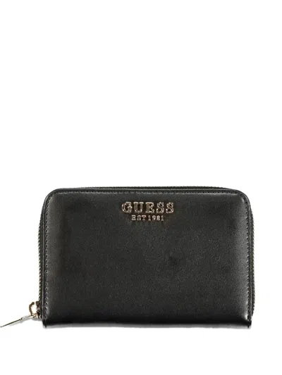 Guess Usa Logo-plaque Wallet In Black