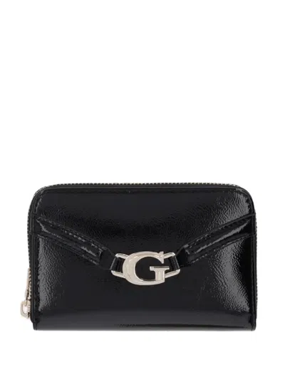Guess Usa Logo-plaque Wallet In Black