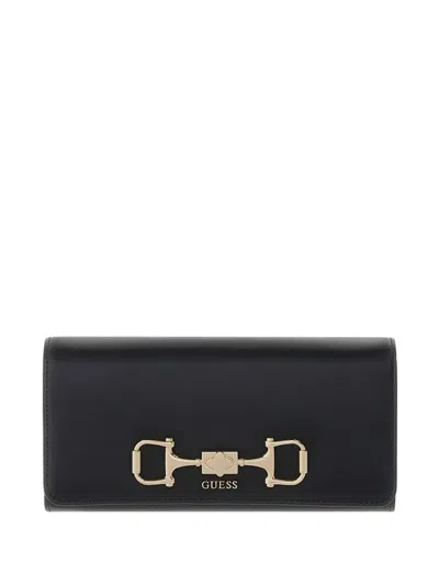 Guess Usa Logo-plaque Wallet In Black