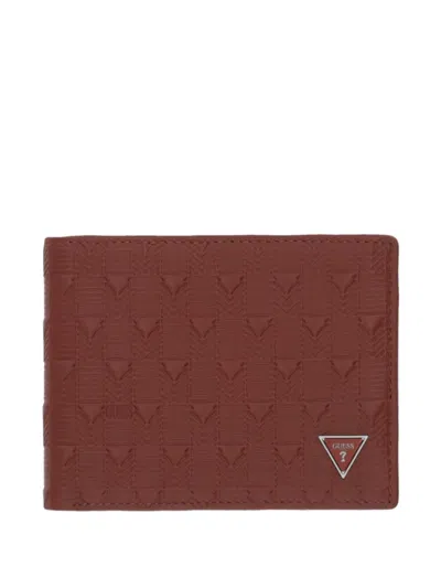 Guess Usa Logo-plaque Wallet In Brown