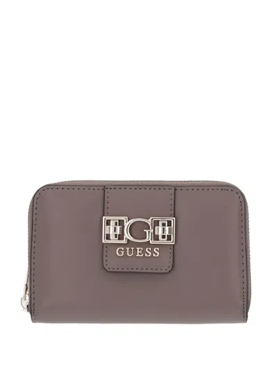 Guess Usa Logo-plaque Wallet In Neutral