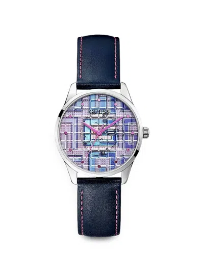 Guess Usa Logo-print 36mm Watch In Blue