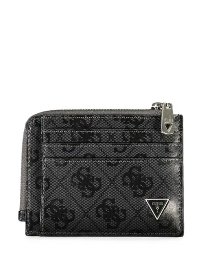 Guess Usa Logo-print Cardholder In Black