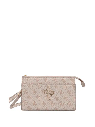 Guess Usa Logo-print Clutch Bag In Pink