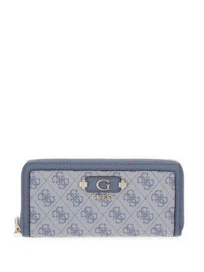Guess Usa Logo-print Detachable-strap Wallet In Blue