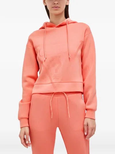 Guess Usa Logo-print Hoodie In Orange