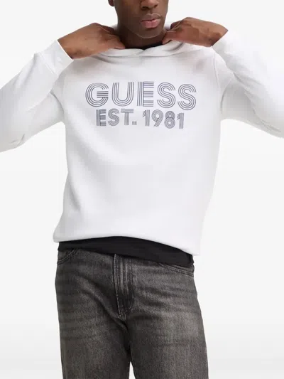 Guess Usa Logo-print Hoodie In White