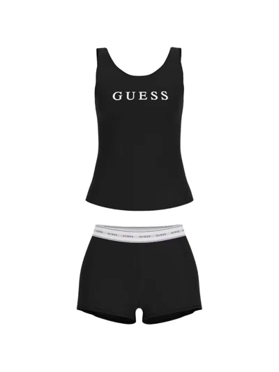 Guess Usa Logo-print Pajamas In Black