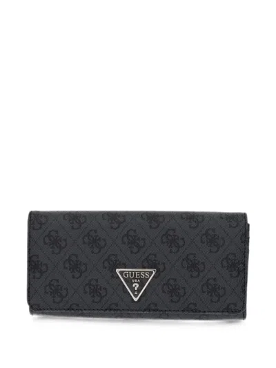 Guess Usa Logo-print Plaque Wallet In Black