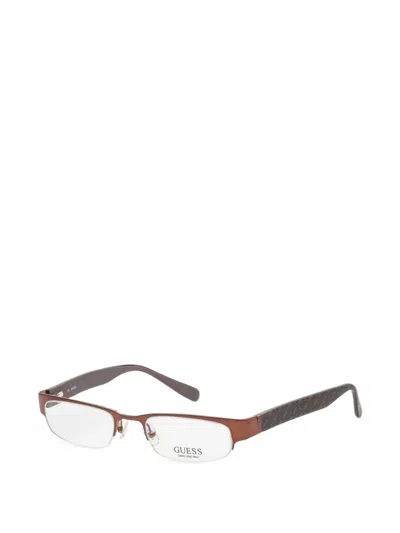 Guess Usa Logo-print Rectangle-frame Glasses In Brown