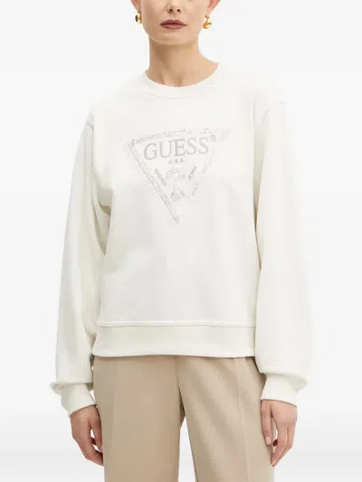 Guess Usa Logo-print Sequin-embellished Sweater In Multi