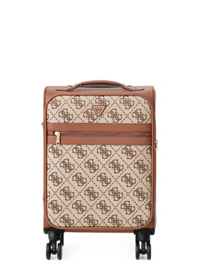 Guess Usa Logo-print Suitcase In Neutral