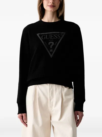 Guess Usa Logo-print Sweater In Black