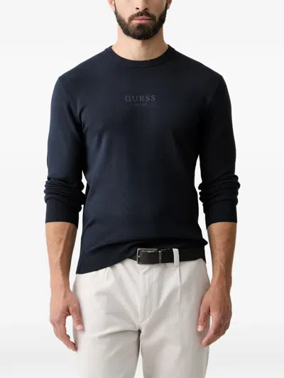 Guess Usa Logo-print Sweater In Blue