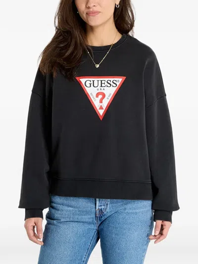 Guess Usa Logo-print Sweatshirt In Black