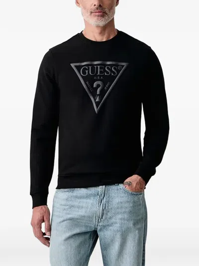 Guess Usa Logo-print Sweatshirt In Black