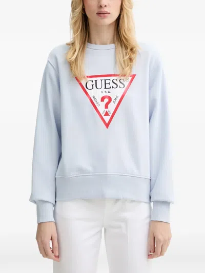Guess Usa Logo-print Sweatshirt In Blue